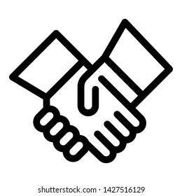 Handshake icon. Outline handshake vector icon for web design isolated on white background