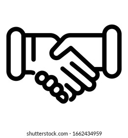 Icono de apretón de manos. Icono de vector de apretón de manos de esquema para diseño web aislado en fondo blanco