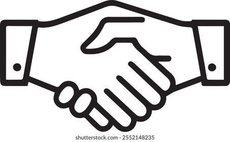Handshake-Symbol. Umriss-Handshake, Vektorsymbol für Webdesign einzeln auf weißem Hintergrund