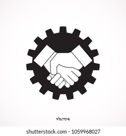 Handshake icon, part of the square icons, car service icon set, illustration, vector