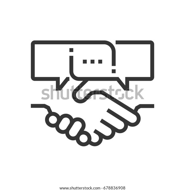 Handshake gesture linear icon. Thin line illustration. Shaking