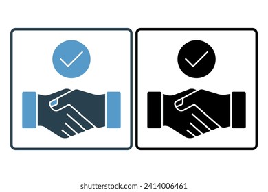 handshake icon. icon related to graduation and achievement. suitable for web site, app, user interfaces, printable etc. solid icon style. simple vector design editable