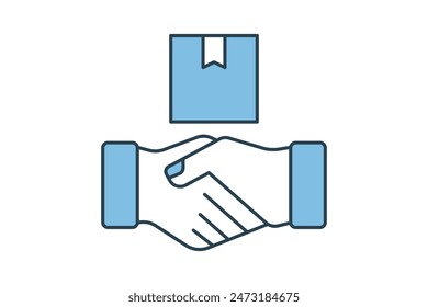 Handshake icon. icon related to supply chain. suitable for web site, app, user interfaces, printable etc.flat line icon style. simple vector design editable
