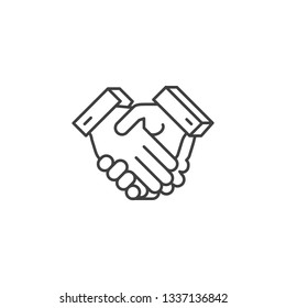 Handshake Icon. Handshake Related Vector Line Icon. Isolated on White Background. Editable Stroke.
