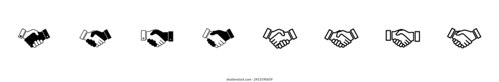 Handshake icon set. business handshake. contact agreement