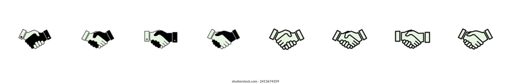 Handshake icon set. business handshake. contact agreement