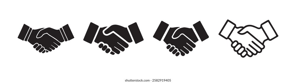 Handshake icon set. business handshake thin line icon set.Containing friendship, partnership, relation, cooperation, contract success, respect, trust, welcome. Vector illustration eps 10