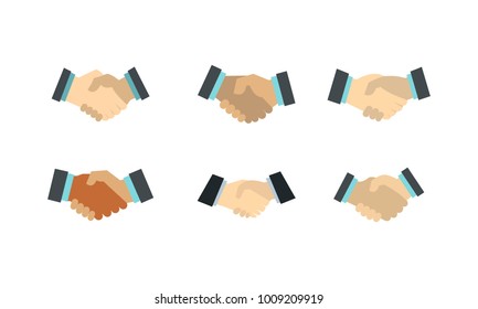 Handshake icon set. Flat set of handshake vector icons for web design isolated on white background