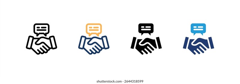 Handshake icon set multiple style collection. Vector illustration.