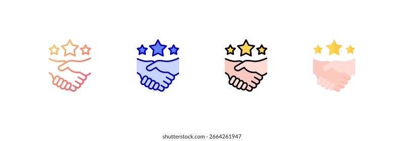 Handshake icon set multiple style collection
