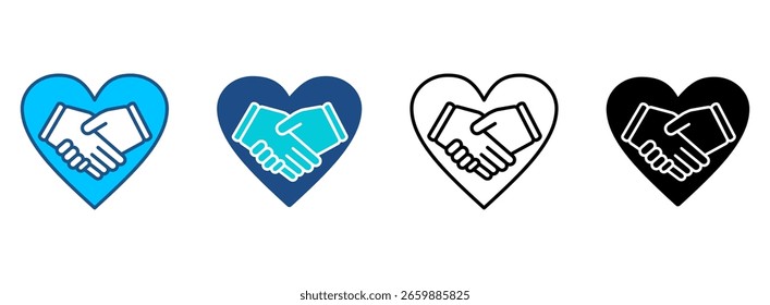 Handshake Icon Set With Multiple Styles. Vector Illustration