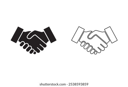 Handshake icon set  and outline vector on white background