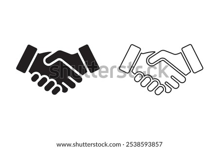 Handshake icon set  and outline vector on white background
