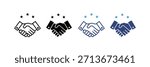 Handshake icon set. partnership, agreement, collaboration, success, trust, deal icon. handshake with star symbol. vector illustration 