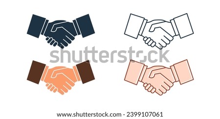 Handshake icon set. Partnership, agreement, contract, teamwork. Vector design illustration