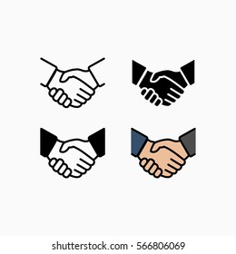 Handshake icon set simple vector illustration. Deal or partner agreement symbol. Hands meeting image.