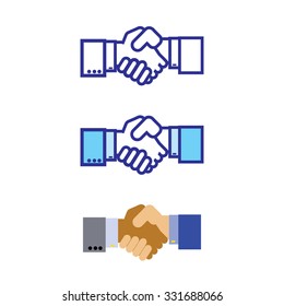 Handshake icon. Set of varicolored icons.