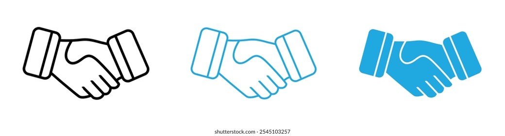 Handshake Icon Set Ilustración vectorial en negro