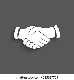 handshake icon with shadow on a grey background