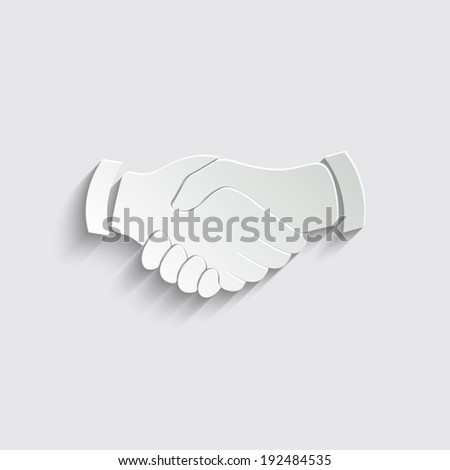 handshake icon with shadow on a grey background