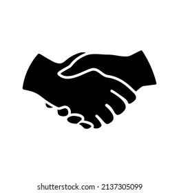 Handshake icon silhouette. Business agreement concept. Vector illustration isolated on white.