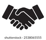 Handshake icon Silhouette and outline vector illustration on white background