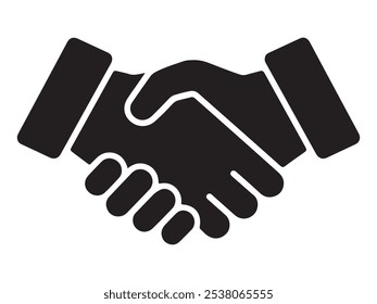 Handshake-Symbol Silhouette und Kontur, Vektorgrafik auf weißem Hintergrund