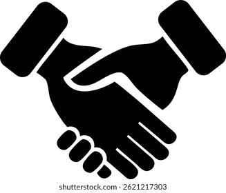 Icono de apretón de manos, Black Handshake Silhouette Icon Partnership, Acuerdo, Símbolo de oferta comercial, una silueta negra de un ícono de apretón de manos