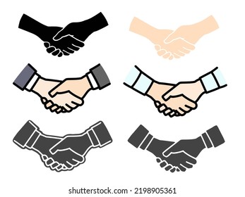 Handshake Icon Silhouette Set Business