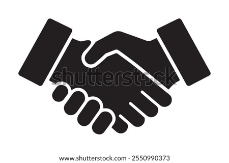 Handshake icon silhouette vector art illustration on white background