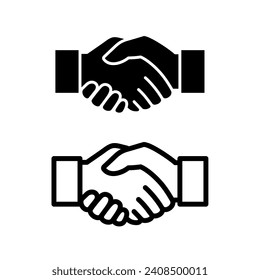 Handshake icon. Symbol of business, trust, contract or agreement. The ritual of a transaction or purchase, a greeting or farewell. A gesture of gratitude, congratulation or reconciliation.