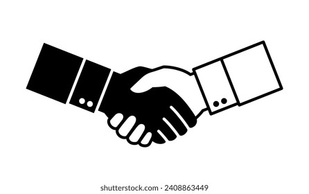 Handshake icon. Symbol of business, trust, contract or agreement. The ritual of a transaction or purchase, a greeting or farewell. A gesture of gratitude, congratulation or reconciliation.