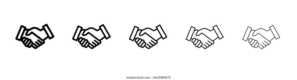 Concepto de símbolo de icono de apretón de manos para el Diseño web. icono de Vector de línea simple. ilustración de logotipo.