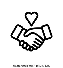 handshake icon and symbol of love. symbol of love in hand. vector illustration