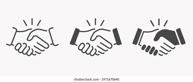 Handshake icon. Symbol of partnership, agreement. Vector illustration isolated on white background.