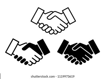 Handshake Icon Symbol Set, Successful Business Partnership Concept, Simple Flat Design Isolated On White Background, Vector Illustration