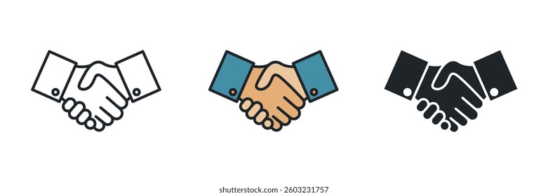 Handshake icon symbol vector illustration isolated on white background