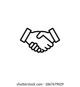 símbolo de icono de apretón de manos vector en fondo blanco