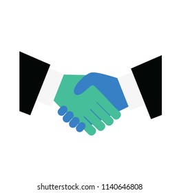 Handshake icon. Symbolizing an agreement signing a contract or transaction. Shake hands, agreement, good deal, partnership concepts.