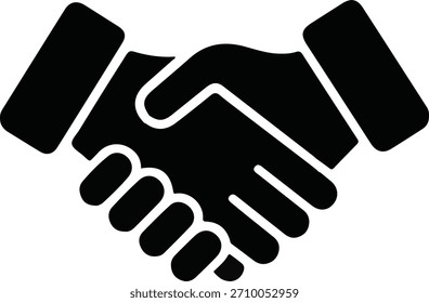 Icono de apretón de manos que simboliza el Acuerdo, Icono de apretón de manos negro simple que representa la colaboración, la cooperación, el Acuerdo empresarial, la confianza y la colaboración para contratos, trabajo en equipo o imágenes relacionadas con acuerdos.
