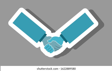 Handshake icon that symbolizes partnership and agreement. All the objects, shadows and background are in different layers. 