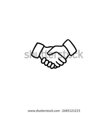 Handshake icon, two hands clasped, simple line drawing