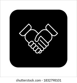 Handshake icon - Two hands together. Heart symbol vector illustration. editable color. vector icon on white background