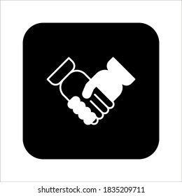 Handshake icon - Two hands together. Heart symbol vector illustration. editable color. vector icon on white background