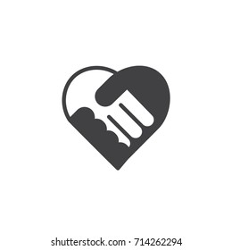 Handshake icon vector, filled flat sign, solid pictogram isolated on white. Love symbol, logo illustration