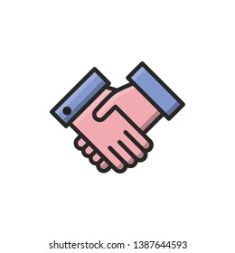 handshake icon vector filled outline design