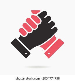 Icono de apretón de manos. Ilustración vectorial aislada en blanco.