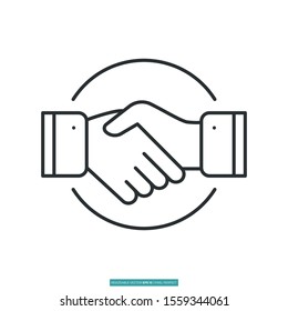 Handshake icon vector illustration logo template for many purpose. Isolated on white background.
