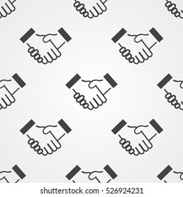 Handshake icon vector illustration seamless pattern. Isolated on grey background.