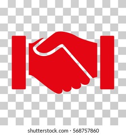 Handshake icon. Vector illustration style is flat iconic symbol, red color, transparent background. Designed for web and software interfaces.